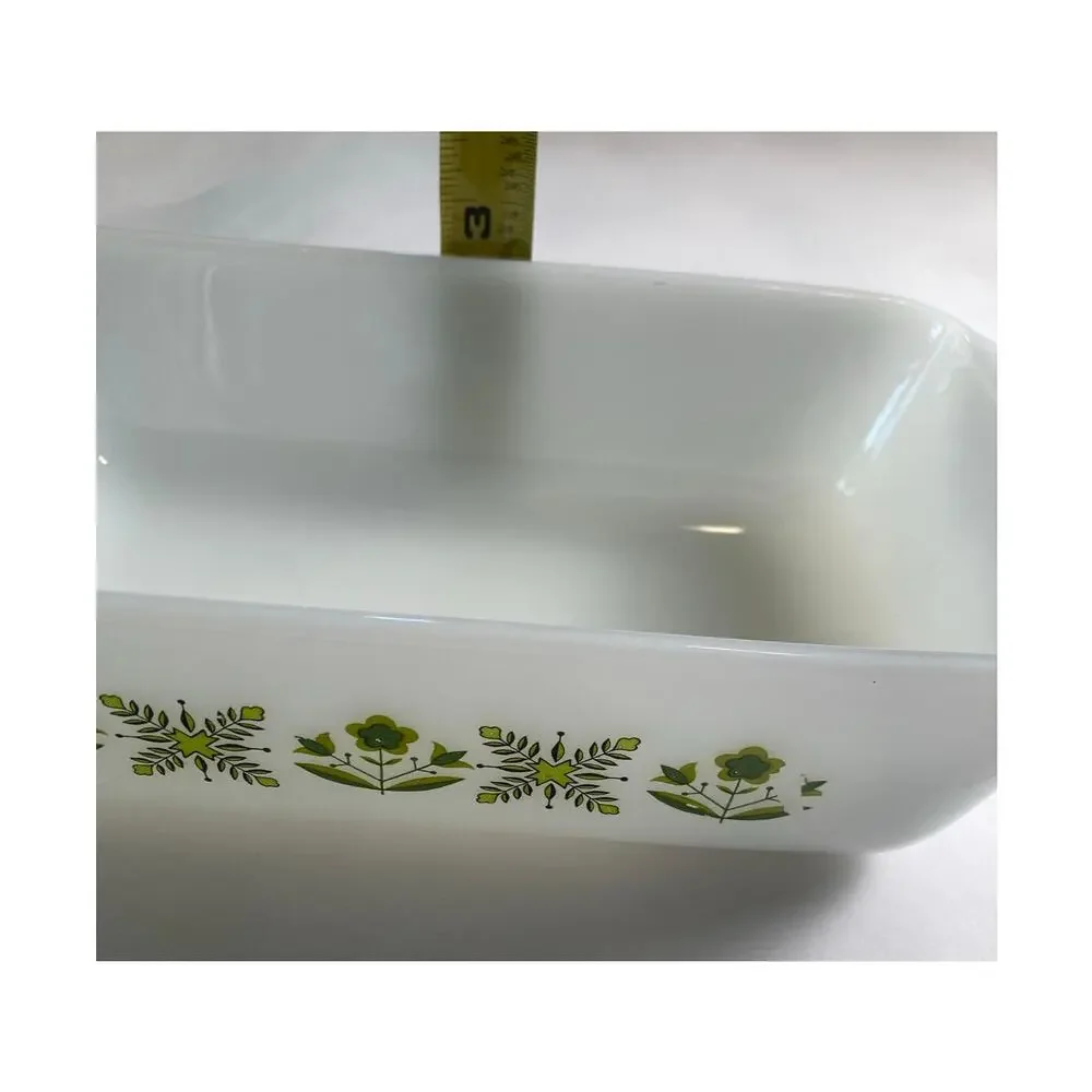 Vintage Anchor Hocking Fire King Meadow Green Ovenware 1 Quart Loaf Dish